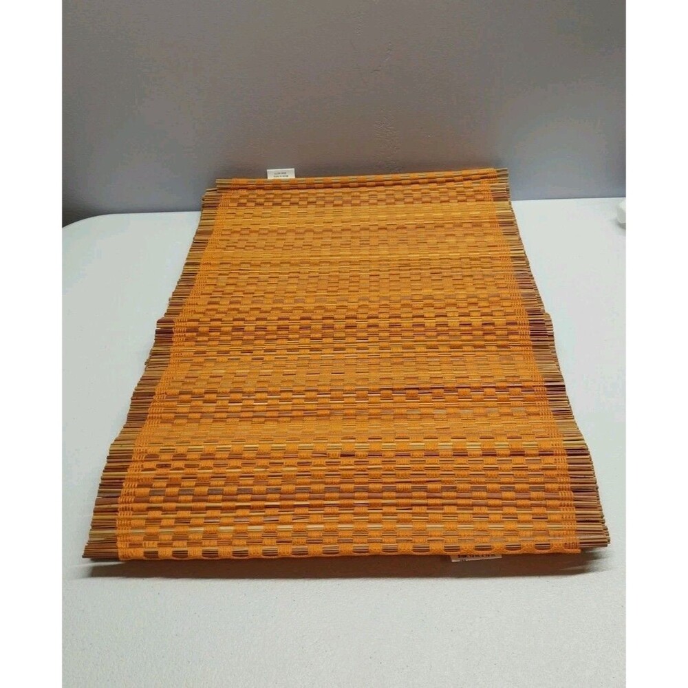 Set 6 Woven Straw Placemats Orange Boho Coastal Farmhouse Table Mats